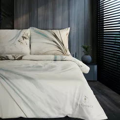 Pościel z makosatyny 220x200 NOYA Eva Minge kremowa designerski wzór Premium