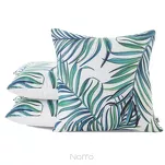 Poszewka 40x40 PALMS 2 biała z nadrukiem zielonych niebieskich liści palmy - 2