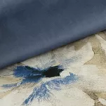 Pościel satynowa 140x200 SPRING 66 jasny beż ciemny niebieski z wzorem kwiatów z kolekcji Classic - 6