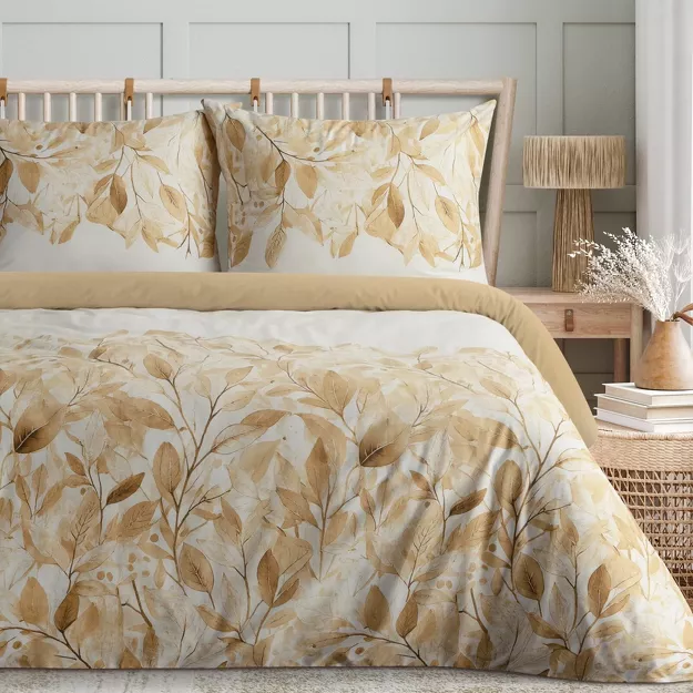 Pościel satynowa 220x200 SPRING 60 biała z pomarańczowym wzorem kwiatów z kolekcji Classic