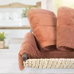 Ręcznik 30x50 MARI ciemna zieleń z welurową bordiurą w pasy 500 g/m2 - 5