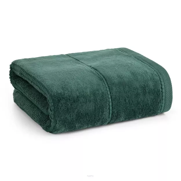 Ręcznik 30x50 MARI ciemna zieleń z welurową bordiurą w pasy 500 g/m2