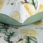 Pościel satynowa 220x200 SPRING 91 biała ciemna zieleń z wzorem cytryn z kolekcji Classic - 2
