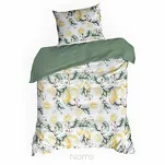 Pościel satynowa 220x200 SPRING 91 biała ciemna zieleń z wzorem cytryn z kolekcji Classic - 5