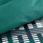 Pościel satynowa 220x200 NIKA 47 ciemny turkus z szarym geometrycznym wzorem z kolekcji Nova Print - 6
