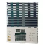 Pościel satynowa 220x200 NIKA 47 ciemny turkus z szarym geometrycznym wzorem z kolekcji Nova Print - 2