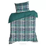 Pościel satynowa 220x200 NIKA 47 ciemny turkus z szarym geometrycznym wzorem z kolekcji Nova Print - 4