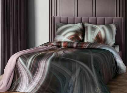 Pościel z makosatyny 220x200 SIERRA Eva Minge czarna różowa designerski wzór