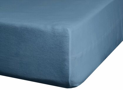 Prześcieradło z satyny bawełnianej z gumką NOVA 3 granatowe 140x200