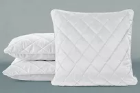 Poszewka welwetowa z wypełnieniem 50x50 VELVET 28B biała pikowana w romby z ozdobną wypustką na brzegach - 4