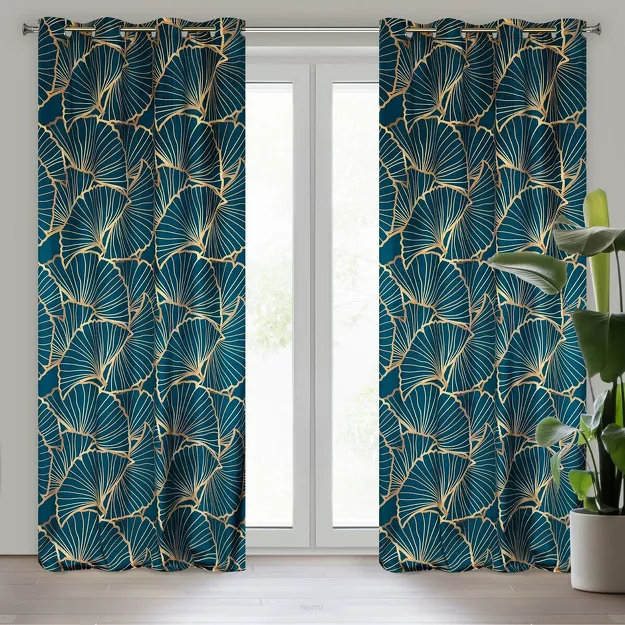 Zasłona gotowa na przelotkach 140x250 MUSA 3 granatowa beżowa Limited Collection