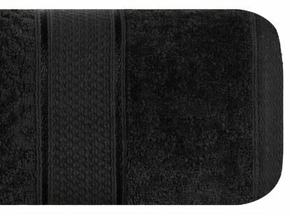 Ręcznik 30x50 JESSI czarny z fakturą krateczki i gładką welurową bordiurą