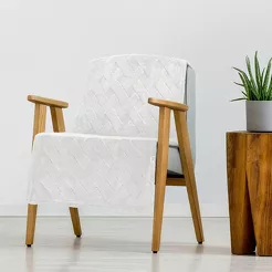 Koc na fotel 70x160 CARO biały puszysty typu flano z wytłaczanym wzorem Design 91