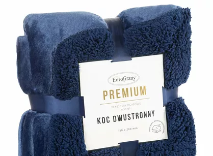 Koc jednokolorowy 150x200 TEDY granatowy imitujący buklę