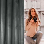 Zasłona na taśmie 135x300 ROSA welwetowa grafitowa Design 91 - 7