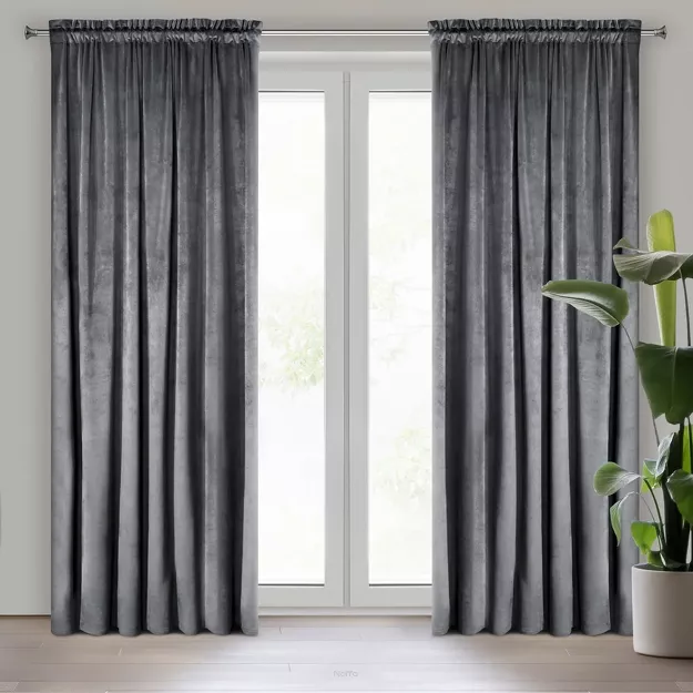 Zasłona na taśmie 135x300 ROSA welwetowa grafitowa Design 91
