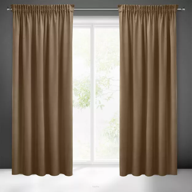 Zasłona gotowa na taśmie 140x270 SIBEL welwetowa Pierre Cardin brązowa jednokolorowa