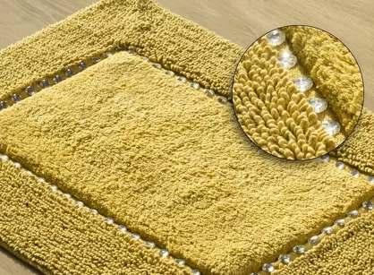 Dywanik bawełniany 60x90 CHIC musztardowy zdobiony kryształkami