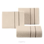 Ręcznik 50x90 SUZI beżowy z kontrastującą stebnowaną bordiurą w delikatne paseczki 500 g/m2 - 4