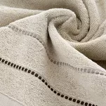 Ręcznik 50x90 SUZI beżowy z kontrastującą stebnowaną bordiurą w delikatne paseczki 500 g/m2 - 3