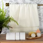 Ręcznik 50x90 SUZI beżowy z kontrastującą stebnowaną bordiurą w delikatne paseczki 500 g/m2 - 6