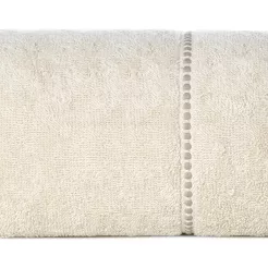Ręcznik 50x90 SUZI beżowy z kontrastującą stebnowaną bordiurą w delikatne paseczki 500 g/m2