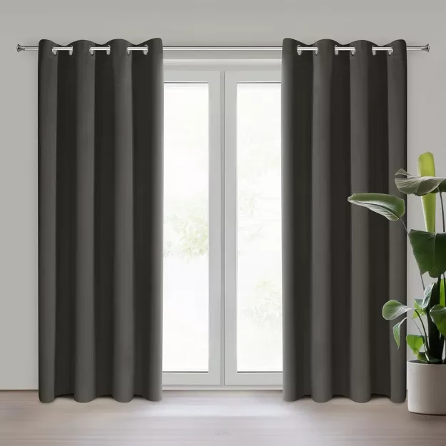 Zasłona na przelotkach 135x250 PARISA zaciemniająca grafitowa jednokolorowa Design 91