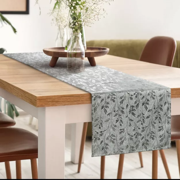 Bieżnik 40x180 SIMONA z błyszczącym srebrnym nadrukiem gałązek