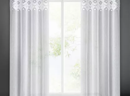 Zasłona gotowa na przelotkach 140x250 ESTERA biała z aplikacją w stylu boho