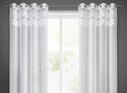 Zasłona na przelotkach 140x250 ESTERA biała z aplikacją w stylu boho