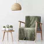 Koc na fotel jednokolorowy 70x160 TEDY oliwkowy imitujący buklę - 9