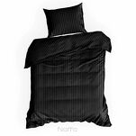 Pościel satynowa 160x200 VERA jednokolorowa gładka czarna w prążki - 6