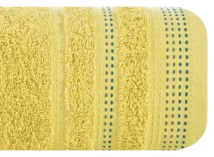 Ręcznik 30x50 POLA musztardowy z kolorową bordiurą zakończoną stebnowaniem 500 g/m2