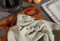 Komplet ścierek kuchennych 3x50x70 LUCY beżowe w pasy i kratkę z bawełny - 4
