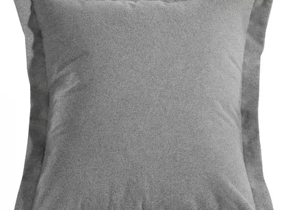 Poszewka jednokolorowa 40x40 LIDIA srebrna w stylu eko z ozdobną kantą