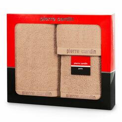 Komplet Ręczników EVI Pierre Cardin ciemny puder zdobione bordiurą w kolorze ręcznika z logo marki z kolekcji Premium 430 g/m2
