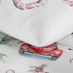 Pościel świąteczna 220x200 CANDY biała czerwona samochody z mikrowłókna - 5