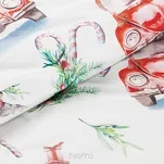 Pościel świąteczna 220x200 CANDY biała czerwona samochody z mikrowłókna - 6