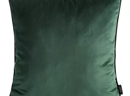 Poszewka welwetowa 45x45 MADIE jednokolorowa ciemna zieleń obszyta lamówką