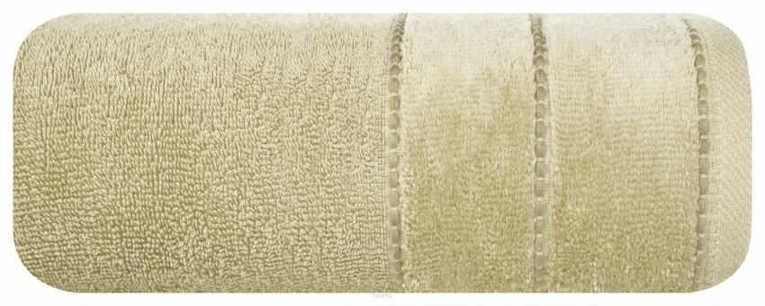 Ręcznik 30x50 MARI beżowy z welurową bordiurą w pasy 500 g/m2