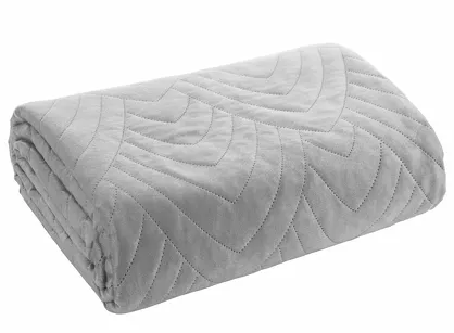 Narzuta welwetowa 170x210 LUIZ 6 srebrna pikowana w powtarzalny wzór