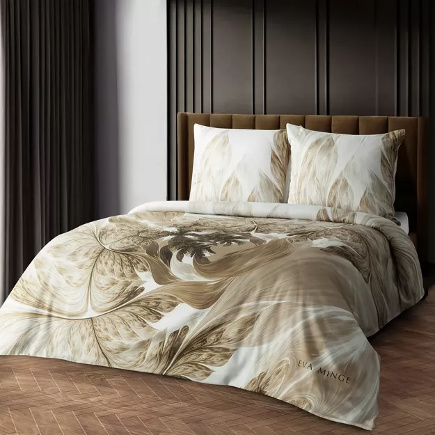 Pościel z makosatyny 160x200 NOAH Eva Minge biała beżowa designerski wzór Premium