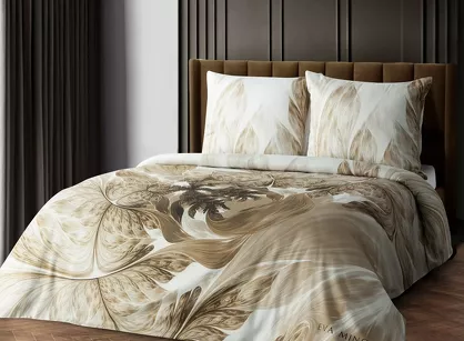 Pościel z makosatyny 160x200 NOAH Eva Minge biała beżowa designerski wzór Premium