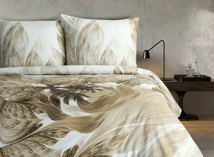 Pościel z makosatyny 160x200 NOAH Eva Minge biała beżowa designerski wzór Premium