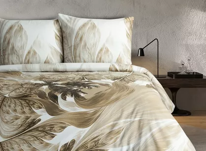 Pościel z makosatyny 160x200 NOAH Eva Minge biała beżowa designerski wzór Premium