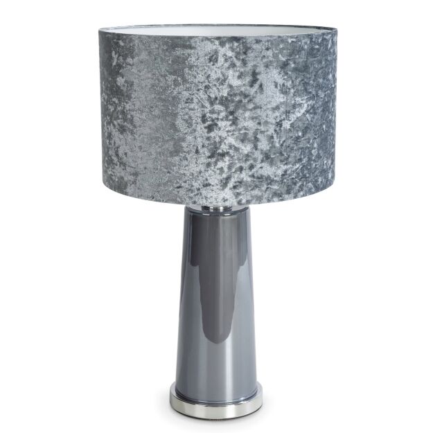 Lampa stołowa 33x23x57 MOLY 2 stalowa z błyszczącym welwetowym abażurem