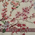 Obrus gobelinowy 140x180 THAI naturalny różowy wzór kwiatu wiśni - 3