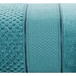 Ręcznik bawełniany 50x90 JESSI turkusowy z fakturą krateczki i gładką welurową bordiurą