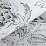 Pościel satynowa 160x200 SPRING 83 biała jasny niebieski z wzorem roślinnym z kolekcji Classic - 3