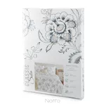 Pościel satynowa 160x200 SPRING 83 biała jasny niebieski z wzorem roślinnym z kolekcji Classic - 7